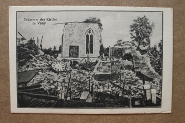 Ansichtskarte AK Vimy 1914-1918 Weltkrieg zerstörte Kirche Turmuhr Schutt Ruine Ortsansicht Frankreich France 62 Pas de Calais